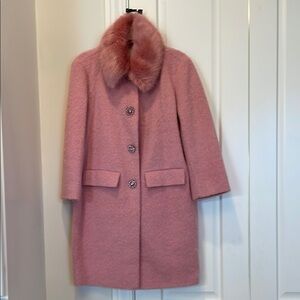 Kate Spade Pink Women's Coat w/ Removable Fur Collar